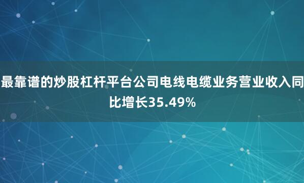最靠谱的炒股杠杆平台公司电线电缆业务营业收入同比增长35.49%